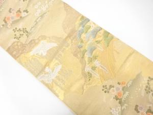 未使用品　道長白鷺松文織り出し袋帯(未仕立て)